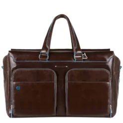 Piquadro Blue Square Duffel Bag Brown