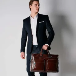 Piquadro Blue Square Duffel Bag Brown -Goedkope Koffert Rein Winkel image 4401