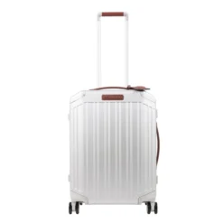 Piquadro Alu Slim 4 Wheel Cabin Trolley Grigio / Cuoio